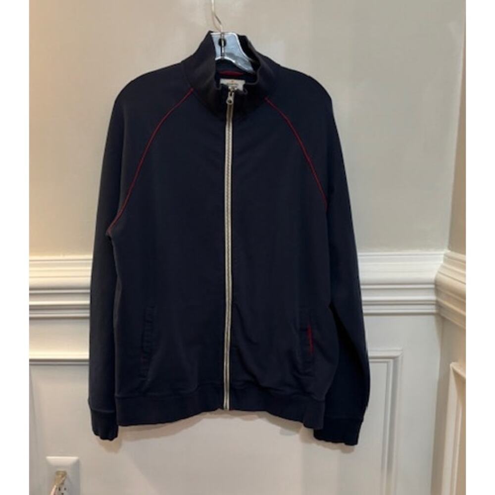 Marine Layer Track Jacket Men's Large Full Zip Mock Neck Pockets Navy Blue
